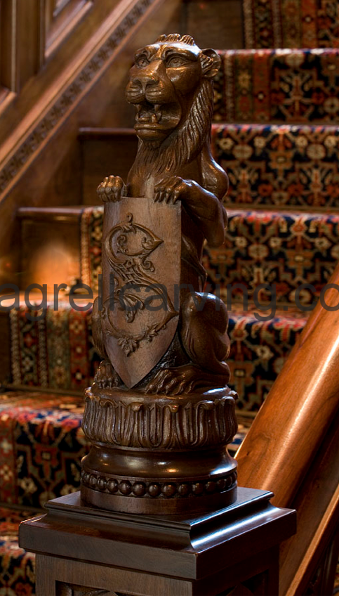 Lion newel post.