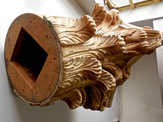 Corinthian capital construction by Agrell woodcarving