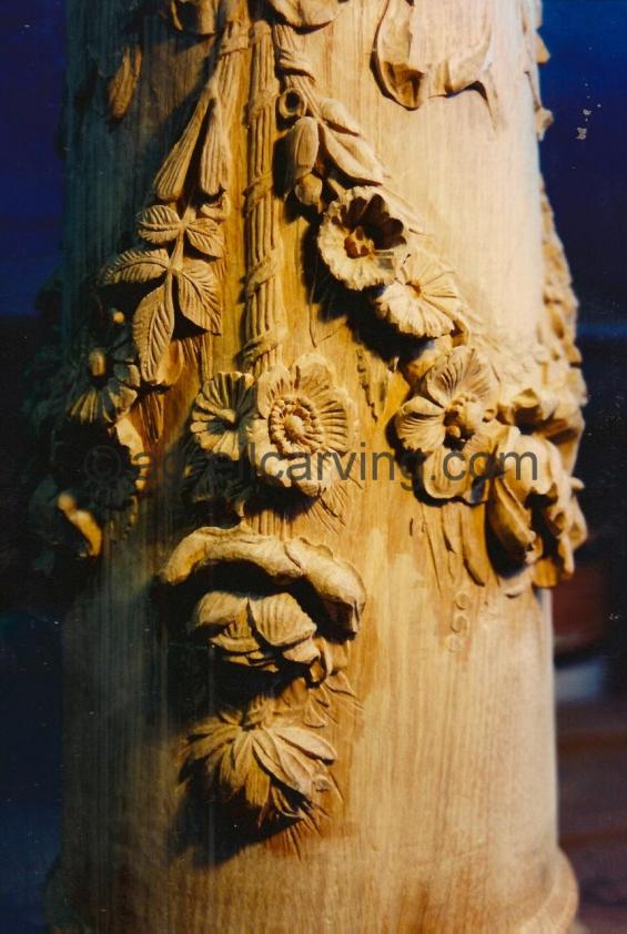 Newel posts with roses