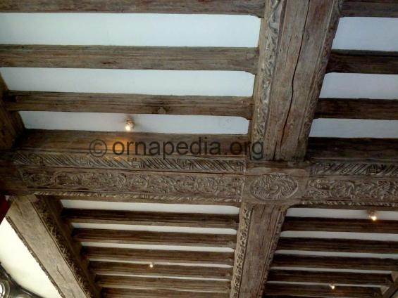 Carved oak beams
