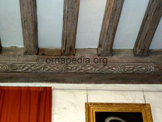 Carved oak beams