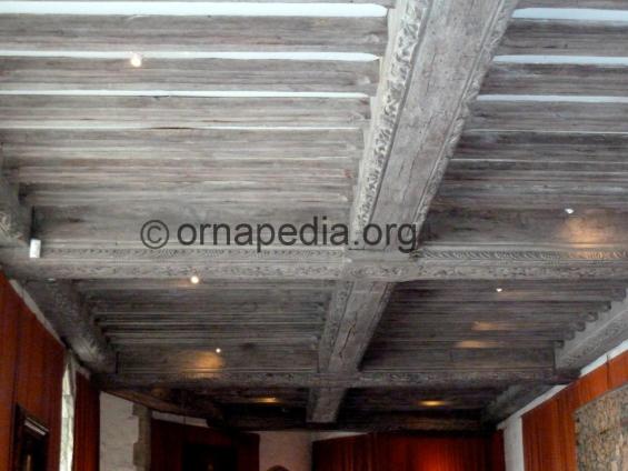 Carved oak beams
