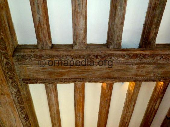 Carved oak beams